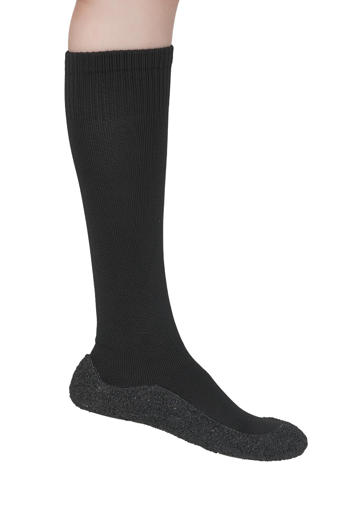 WHITIN Womens Barefoot Shoes with Knee High Minimalist Sock for Ladies with Rubber Bottom Winter Indoor House Gym Sports Barre Yoga Sockshoes Size 8 Aqua Beach Volleyball Black