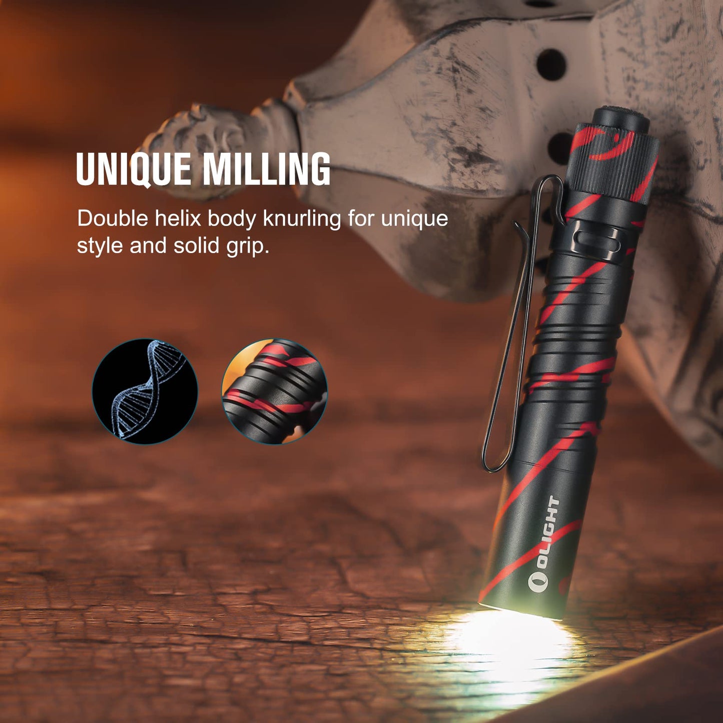 OLIGHT I3T EOS 180 Lumens Dual-Output Slim EDC Flashlight for Camping and Hiking, Tail Switch Flashlight with AAA Battery (Black Lava)