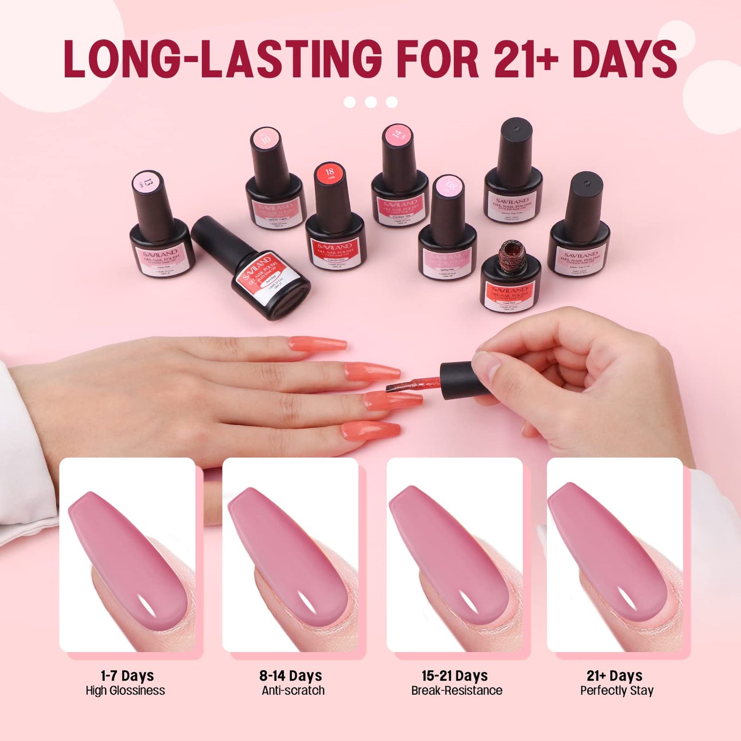 SAVILAND Jelly Gel Nail Polish Set, 30 Colors Translucent Nude Pink Transparent Nail Polish Set with 180 Sheer/Matte/Glossy Effects for Nail Salon DIY Home Christmas Holiday Gift Set