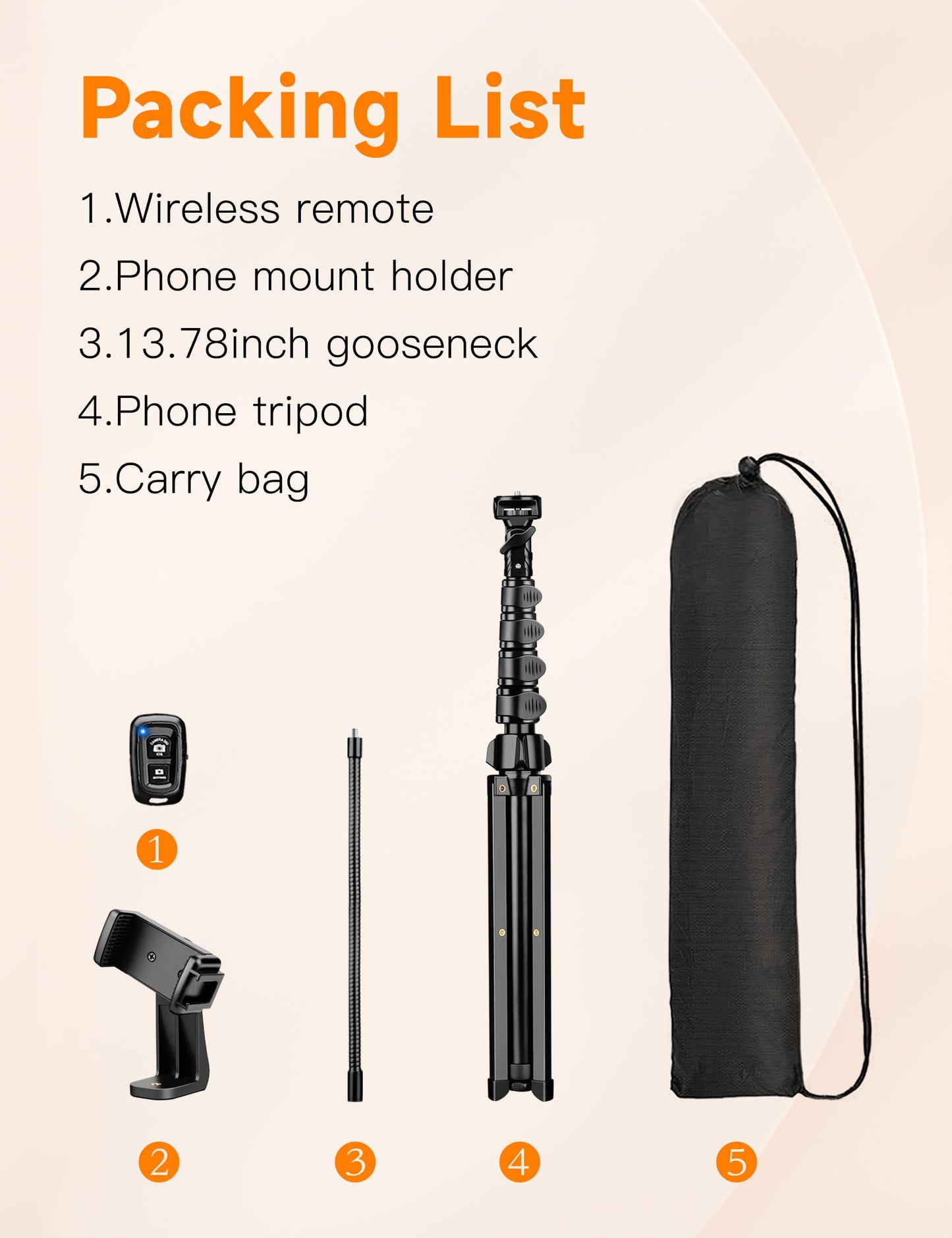 Phone Tripod, 86" Tall Tripod for iPhone with Flexible Gooseneck & Remote, Portable Aluminum Cellphone Stand for Selfies, Video Recording,Travel, Compatible with iPhone Android