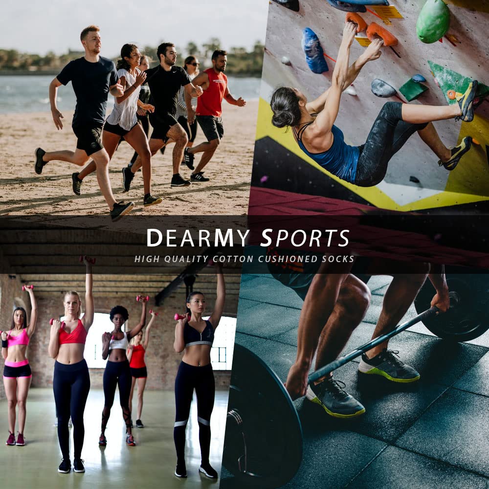 DEARMY Athletic Hiking Socks for Women/Men Best Gifts/Cushioned Moisture Wicking Warm Winter Socks(5Pairs) (Large Size, 5 x Black (Ankle Socks))