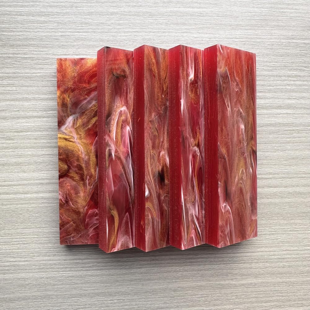 Uotowell Pre-Cut Epoxy Resin Scales Blanks for Decorative Inlays in Guitar Bodies, Necks, Engraved Knife Handle and Gun Grips - Burgundy