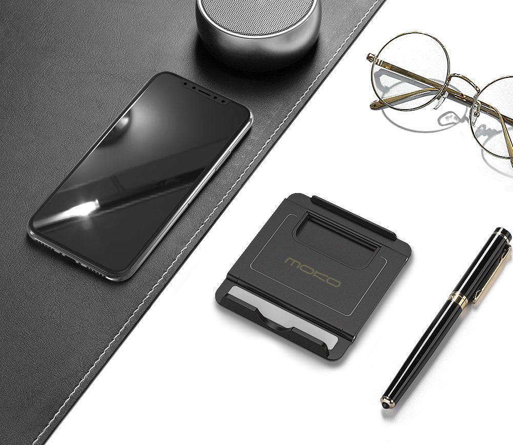 MoKo 2 Pack Phone/Tablet Stand, Foldable Desktop Holder for 4-11" Devices, Compatible with iPhone 14 Pro Max/14, iPhone 13/13 pro Max/12, iPad Air 4/Mini 6 2021, iPad 9th 10.2, Galaxy S20, Black