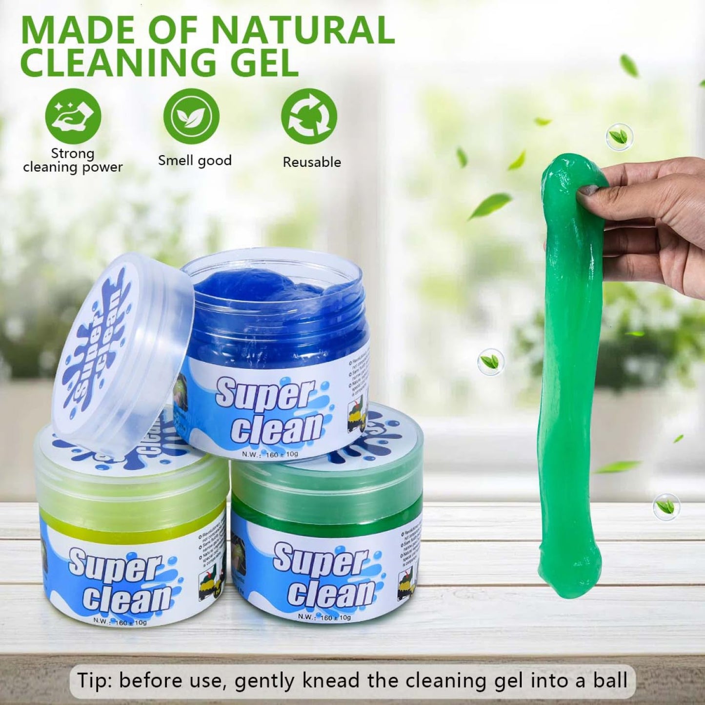 SenseYo 4 Pack Car Cleaning Gel Putty Slime Cleaner for Car Interior Detailing Keyboard Cleaner (Blue Pink Green Yellow)