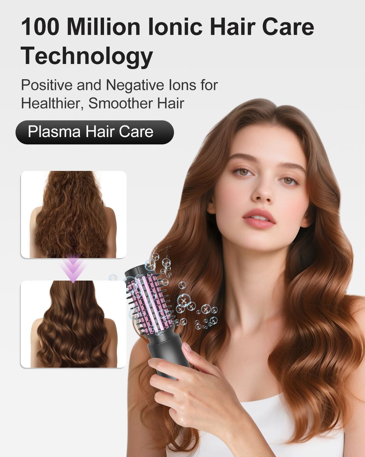 Cordless Hair Curler, Bestauty 1.5" Cordless Curling Iron Rechargeable, 2 in 1 Travel Hair Curler & Hair Straightener Brush, 4 Adjustable Temperature 300°F-410°F for Curl/Smooth/Fluffy/Flip-Out Black