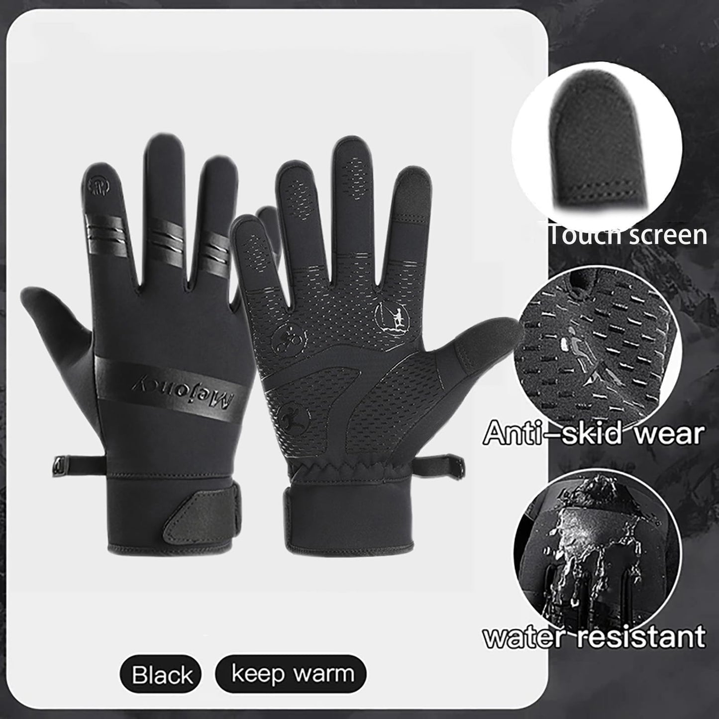 TELoni Thermal Gloves for Men Women, Windproof Waterproof Anti-Slip Touch Screen Winter Warm Gloves for Running Driving Riding Cycling Hiking Skiing Fishing Mountaineering (XL)