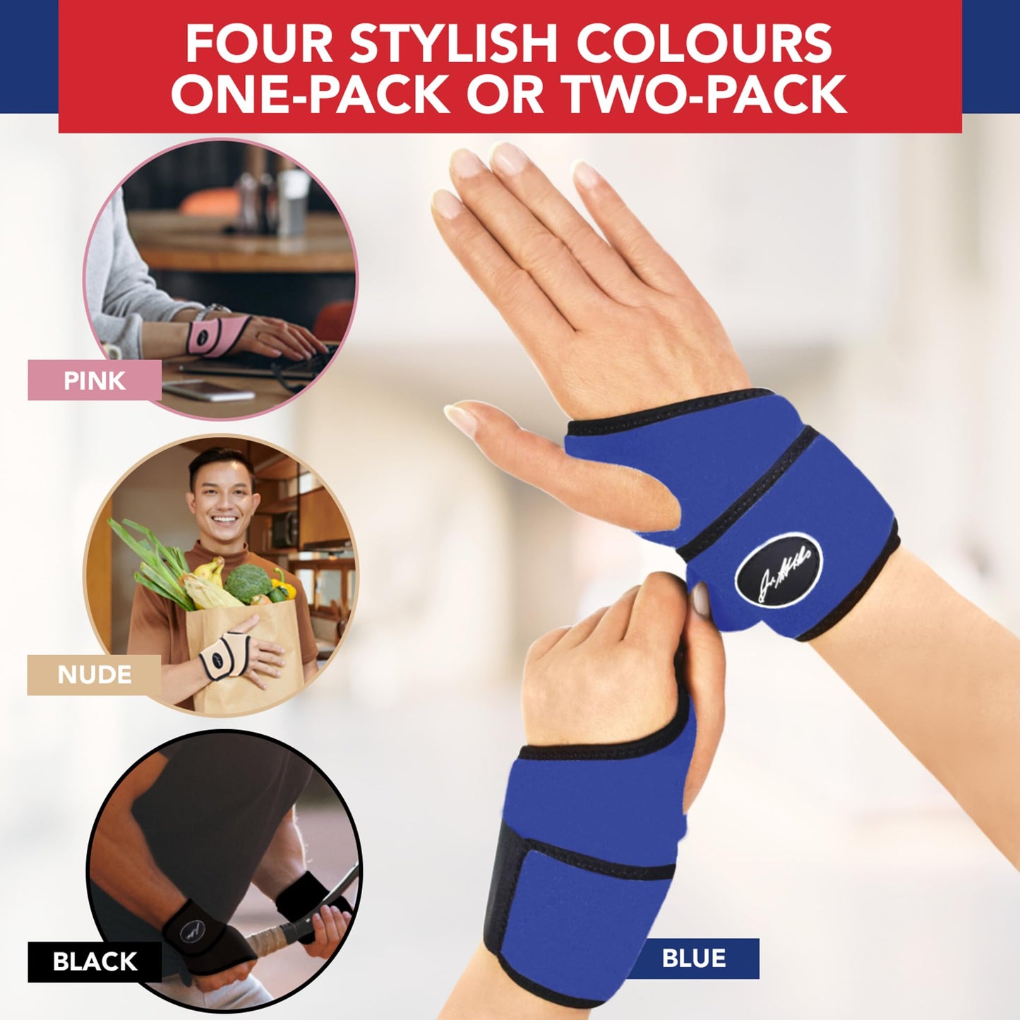 Doctor Developed Wrist supports/Wrist brace - Relief for carpal tunnel, wrist injuries, wrist support for arthritis, hand support, hand & wrist braces, wrist strap and Doctor Handbook (Blue, Single)