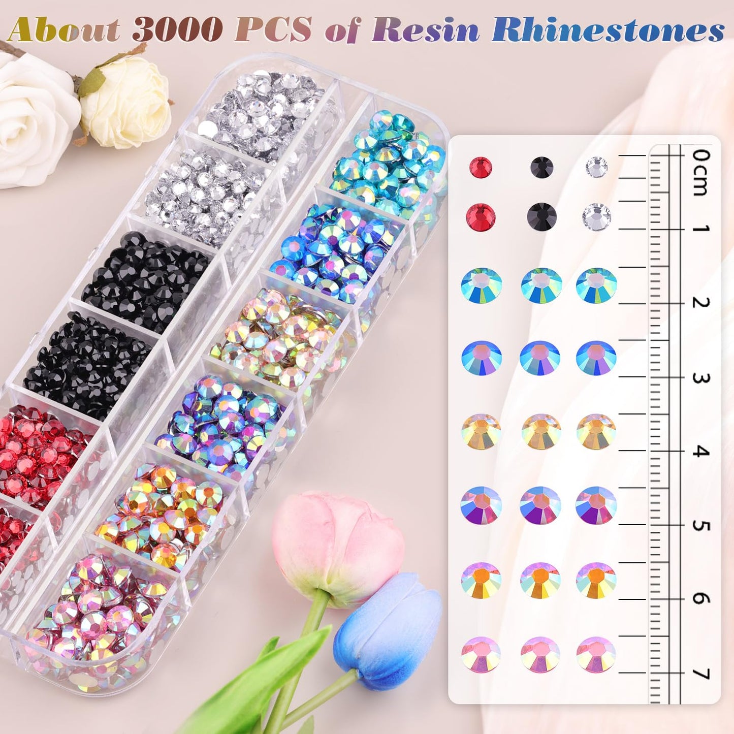Rainbow Flatback Rhinestones for Crafting and 3PCS B7000 Glue (Set 1), 2 Boxes of 4500 PCS Resin Rhinestones Gems Charms for Bedazzling DIY Crafts Tumblers Shoes Fabric Clothing Nail Art