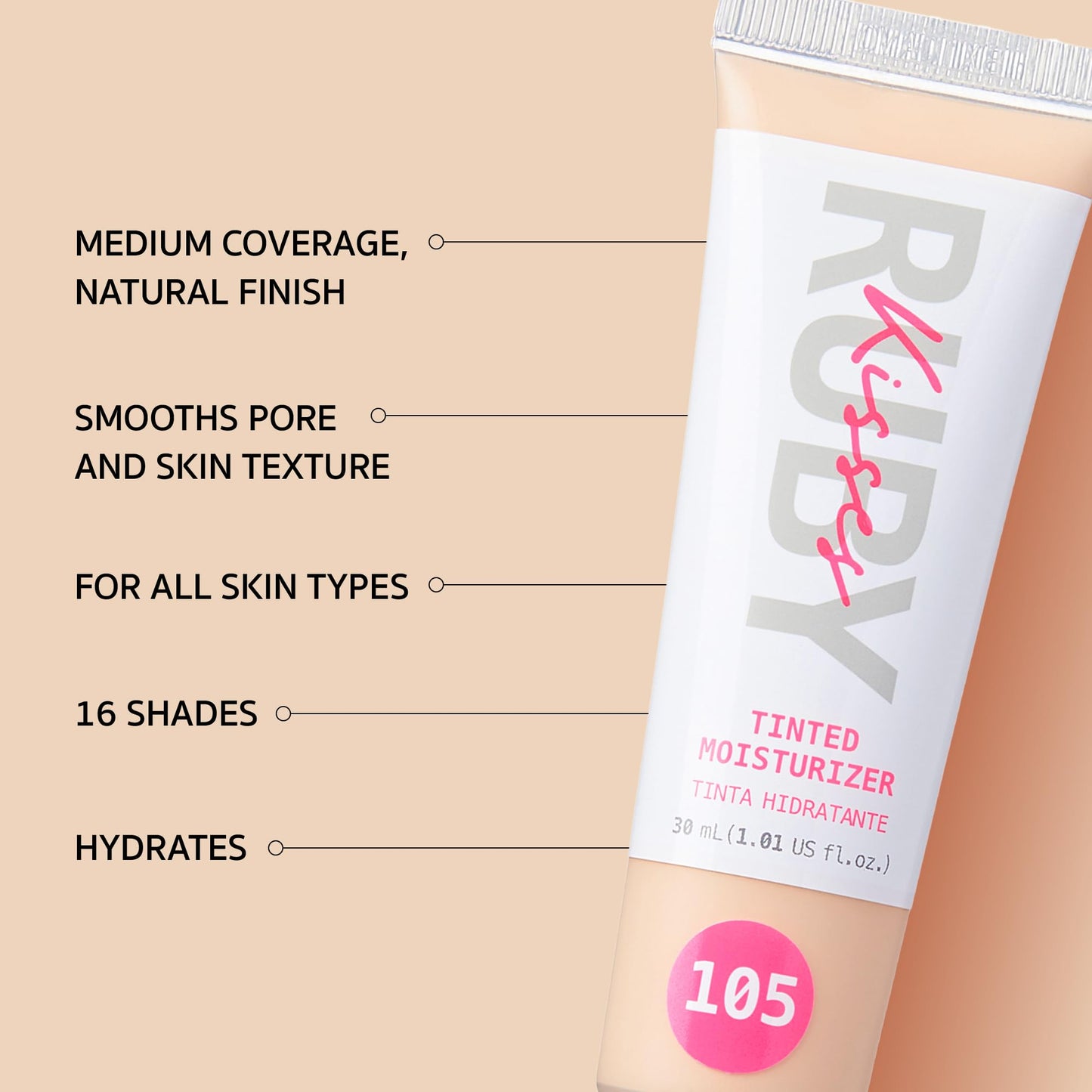 Ruby Kisses Tinted Moisturizer, Hydration, Calm & Revitalize Skin, Skin Perfecting, Blur Pores & Fine Lines, Natural Finish & All-Day Comfort Wear (Fair Ivory)