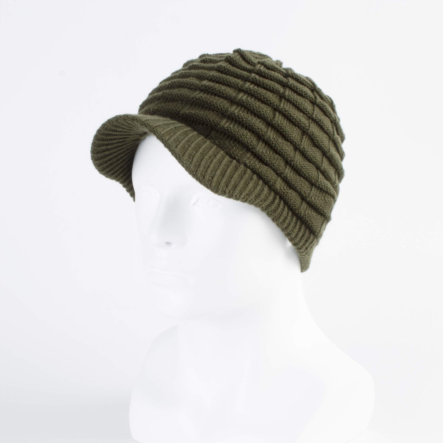 LANGZHEN Unisex Winter Hats with Visor Warm Ski Hat Stylish Knitted Hat for Men and Women (Black+Army Green)