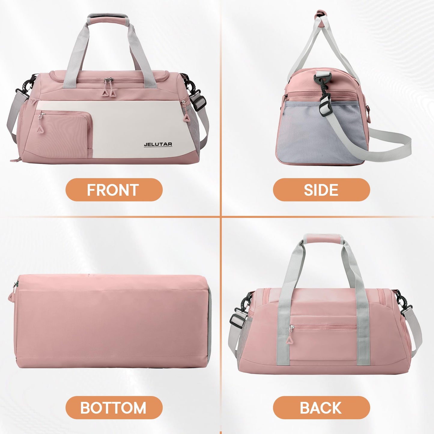 Gym Duffle Bag for Women - JELUTAR Small Carry on Travel Tote Bags Weekender Bags for Personal Item/Sports Gear with Shoe Compartment&Wetproof Pocket