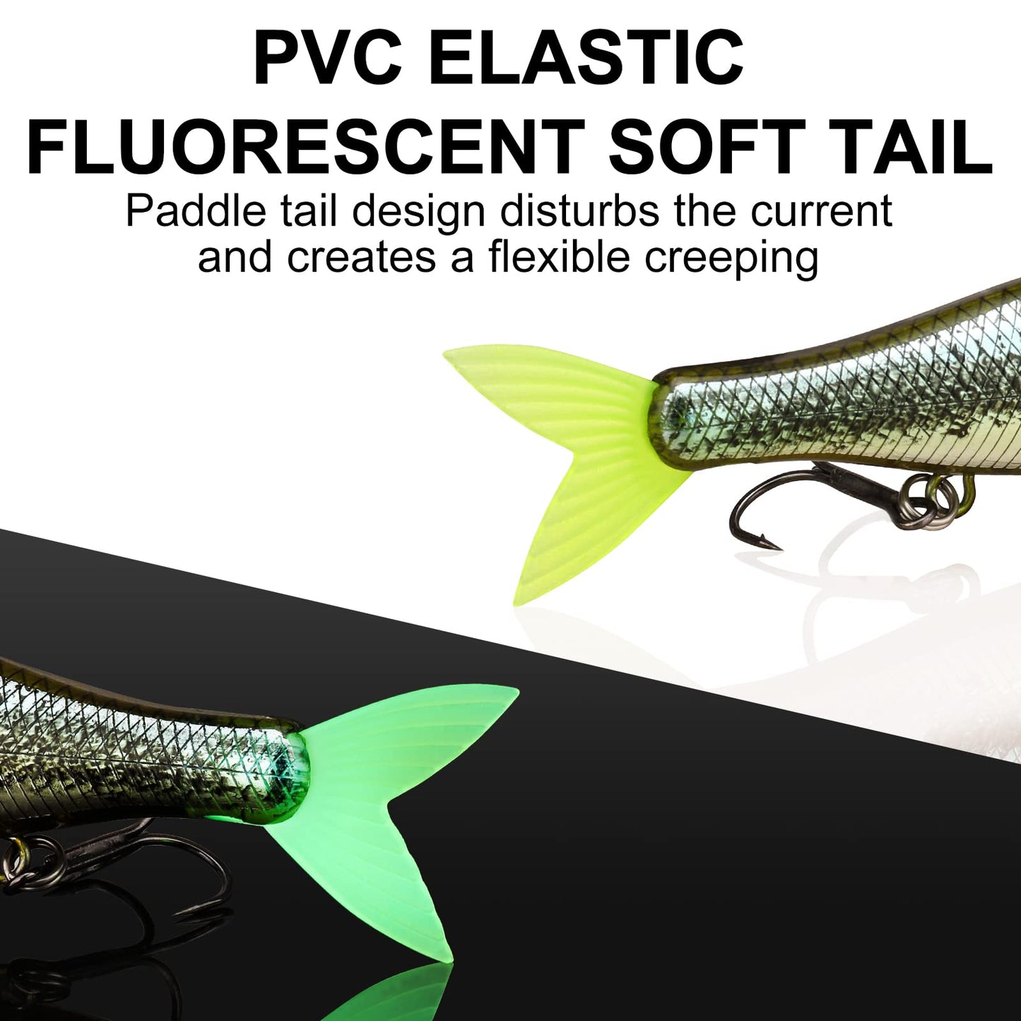 TRUSCEND Fishing Lures for Bass, Glide Baits with Vertical Tongue Design, Segmented Swimbaits Bass Fishing Lures for Saltwater Freshwater, Slow Sinking Plugs Lures for Bass Walleye Trout Pike Musky