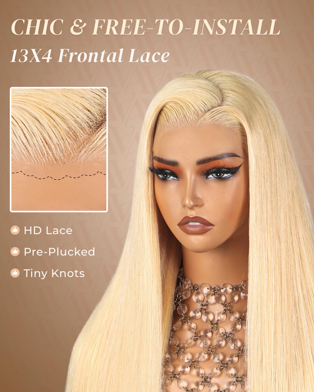 Arabella 613 Lace Front Wig Human Hair 13x4 Ready to Go Glueless Wig 12A Hair Blonde Lace Front Wigs Human Hair 210% Density Straight Hair 613 HD Lace Frontal Wig(20inch, 613 13X4 Straight Wig)