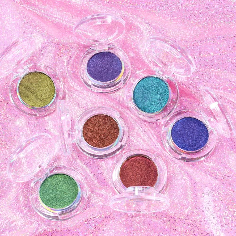 evpct 2Pcs Duochrome MultiChrome Chameleon Eyeshadow Palette Set, Rose Gold Wine Red Purple Silky Smooth Pigmented Shimmer Metallic Holographic Glitter Eyeshadow Mermaid Makeup Pallet Set, 2g, 01+06