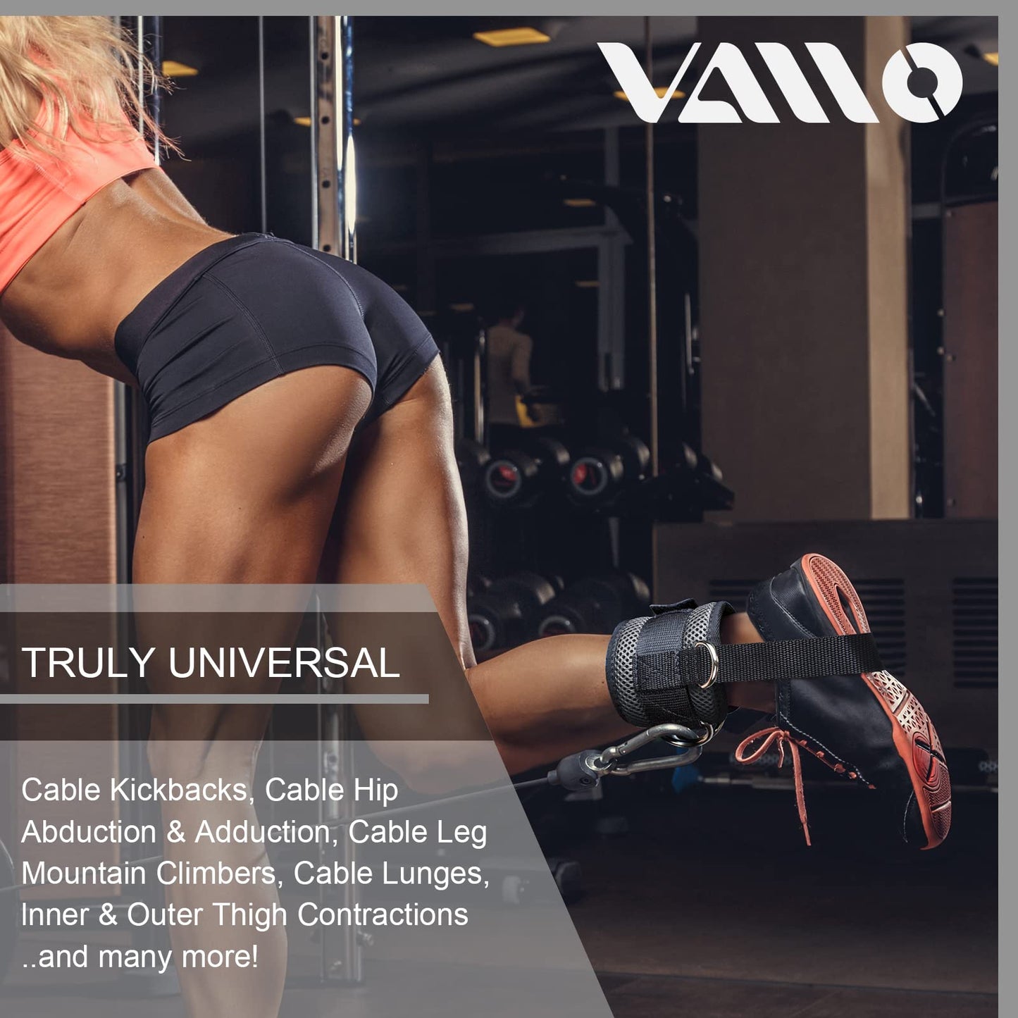 VAIIO Ankle Straps for Cable Machines,Adjustable Comfort fit Neoprene, Reinforce Double D-Ring - Premium Ankle Cuffs to Improve Abdominal Muscles, Lift The Butts, Tone The Legs for Men & Women