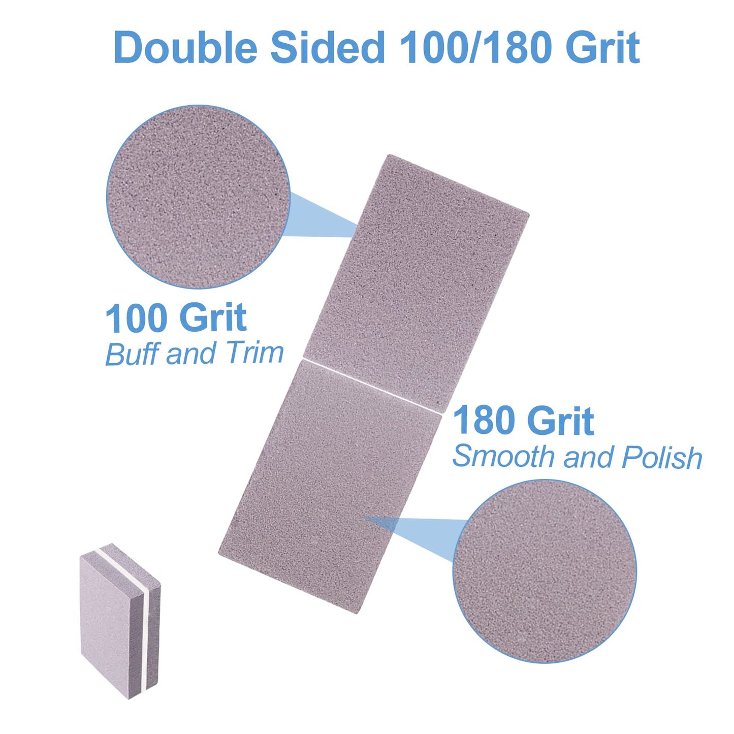 Nail Buffers (100 Pack), Mini Buffer Block Nail File for Acrylic Nails and Natural Nails, 100/180 Grit Nail Buffer Block Bulk Buffing Blocks for Nail Buff Professional Manicure File Blocks Set Gray