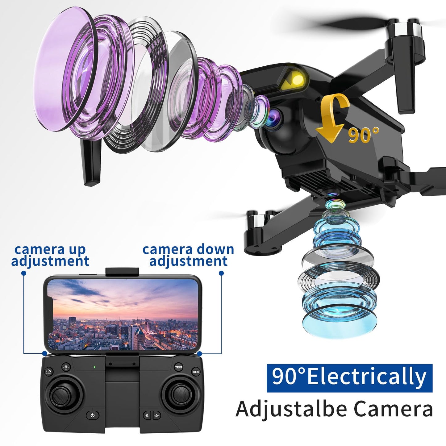 B-Qtech LM12 Brushless Motor Drone With Camera for Kids Beginner, RC Foldable FPV WiFi Live Transmission Drone with 2 Batteries Gesture Operation, Smart Follow, Headless Mode, Auto return, Christmas