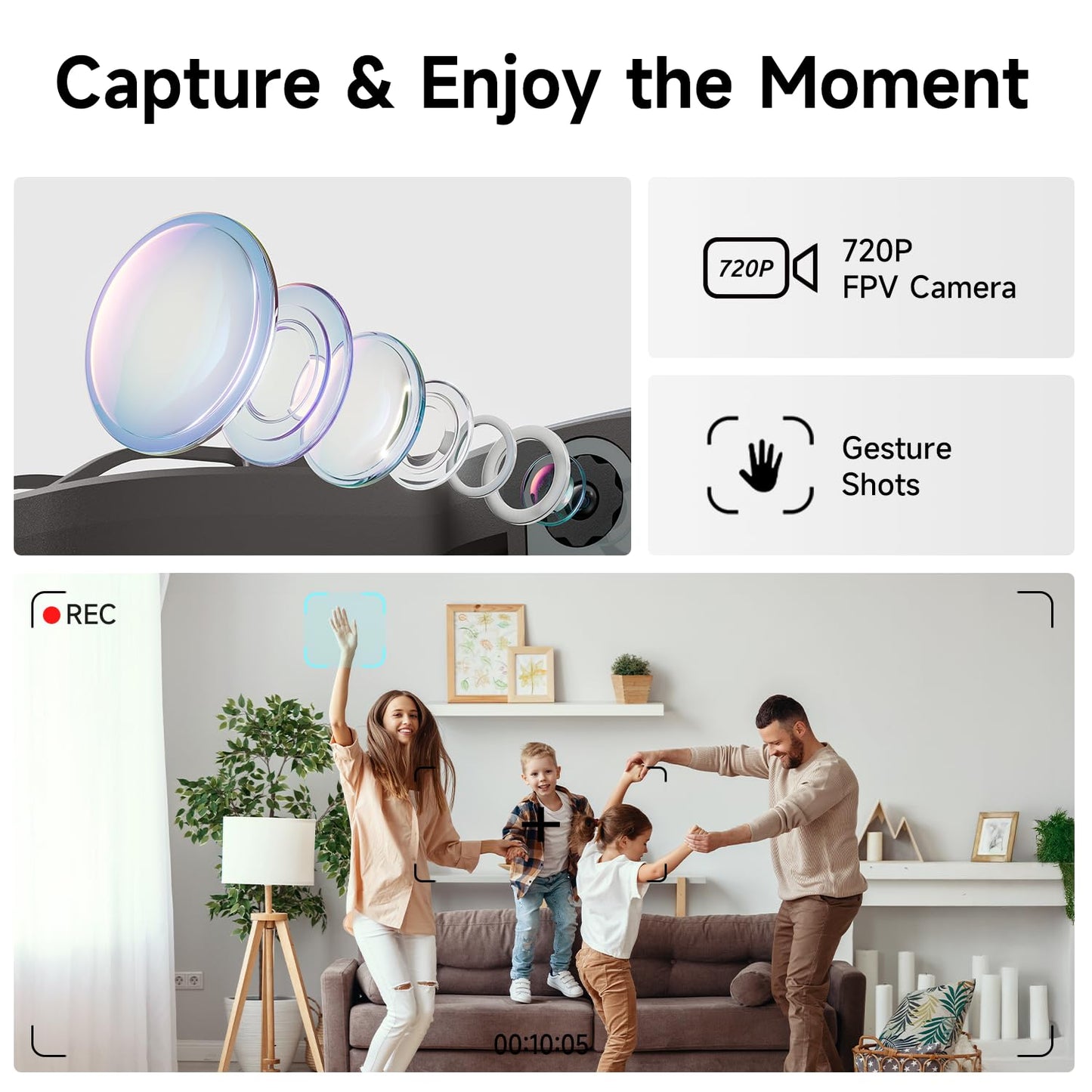 UranHub Drones for Kids 8-12, RC Drone with 720P HD FPV Camera,5 Lighting Modes/2 Batteries/3D Flip/3-Speed/Propeller Protection Cover, Cool Toys Gift for Kids and Beginners(Dark Brown)