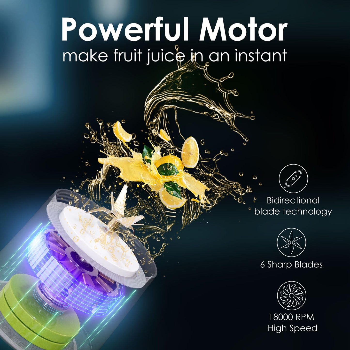 Personal Blender Wireless 24oz Cordless Mini 360 Watt Portable Blender-for Smoothies Freshly Squeezed Juices 6000mAh Self Cleaning and BPA Free Portable Juicer with 6 Sharp Blade Pearl White
