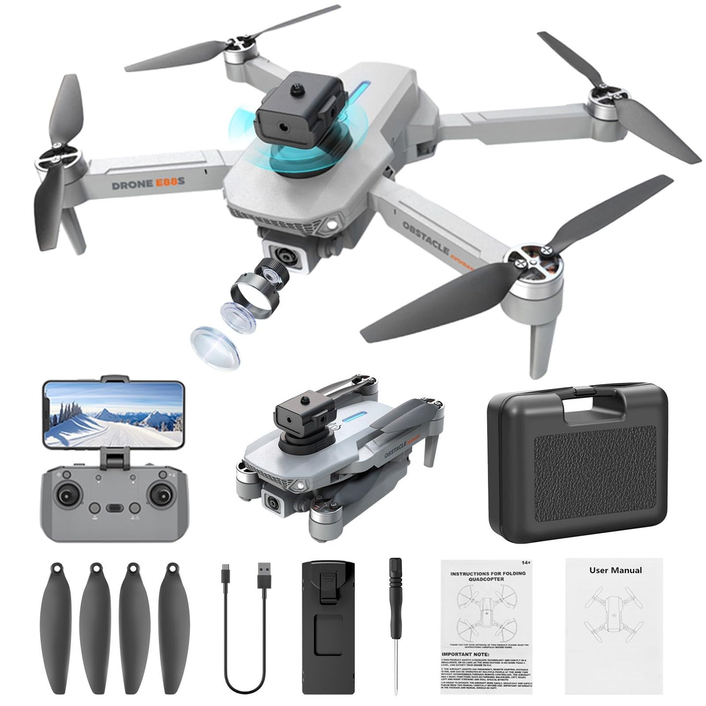 Drones For Age 8-12 Boys Brushless Motor Mini Drone With 1080P Camera 2.4G WIFI FPV RC Quadcopter With Headless Mode Follow Me Altitude Hold Obstacle Avoidance Gifts for Men Drones For Adults Kids