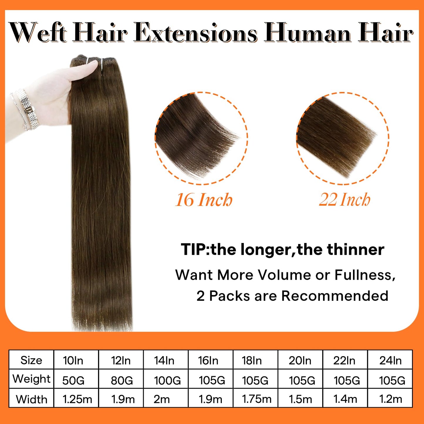 Full Shine Hair Extensions Sew In Color Medium Brown Hair Extensions Sew In Hair Extensions Real Human Hair Weft Extensions Straight Hair Sew In Real Human Hair Double Weft For Women 50G 10 Inch