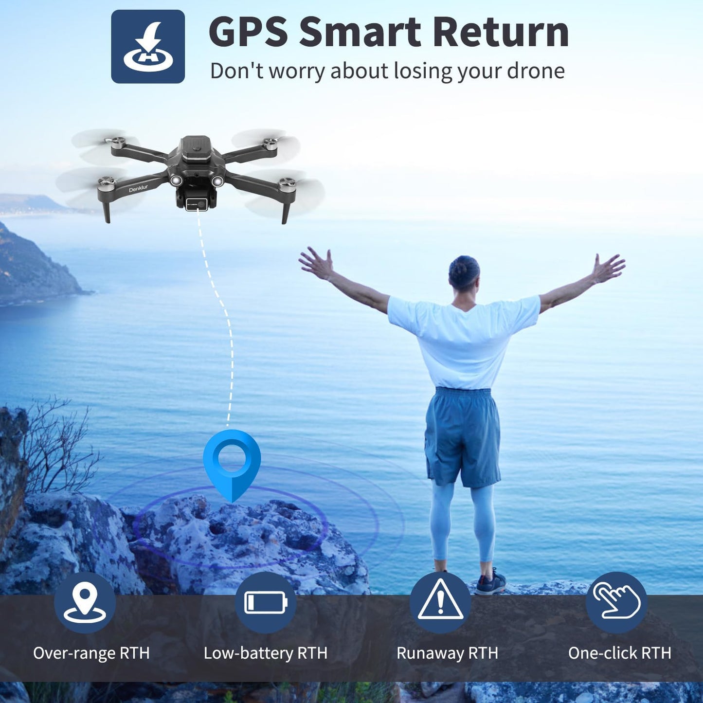 GPS Drone with 4K Camera for Adults, FPV Drones for Kids, Foldable RC Quadcopter with Brushless Motor, Auto Return, Follow Me, Circle Fly, Waypoint Fly, 2 Batteries 40 Mins Long Flight