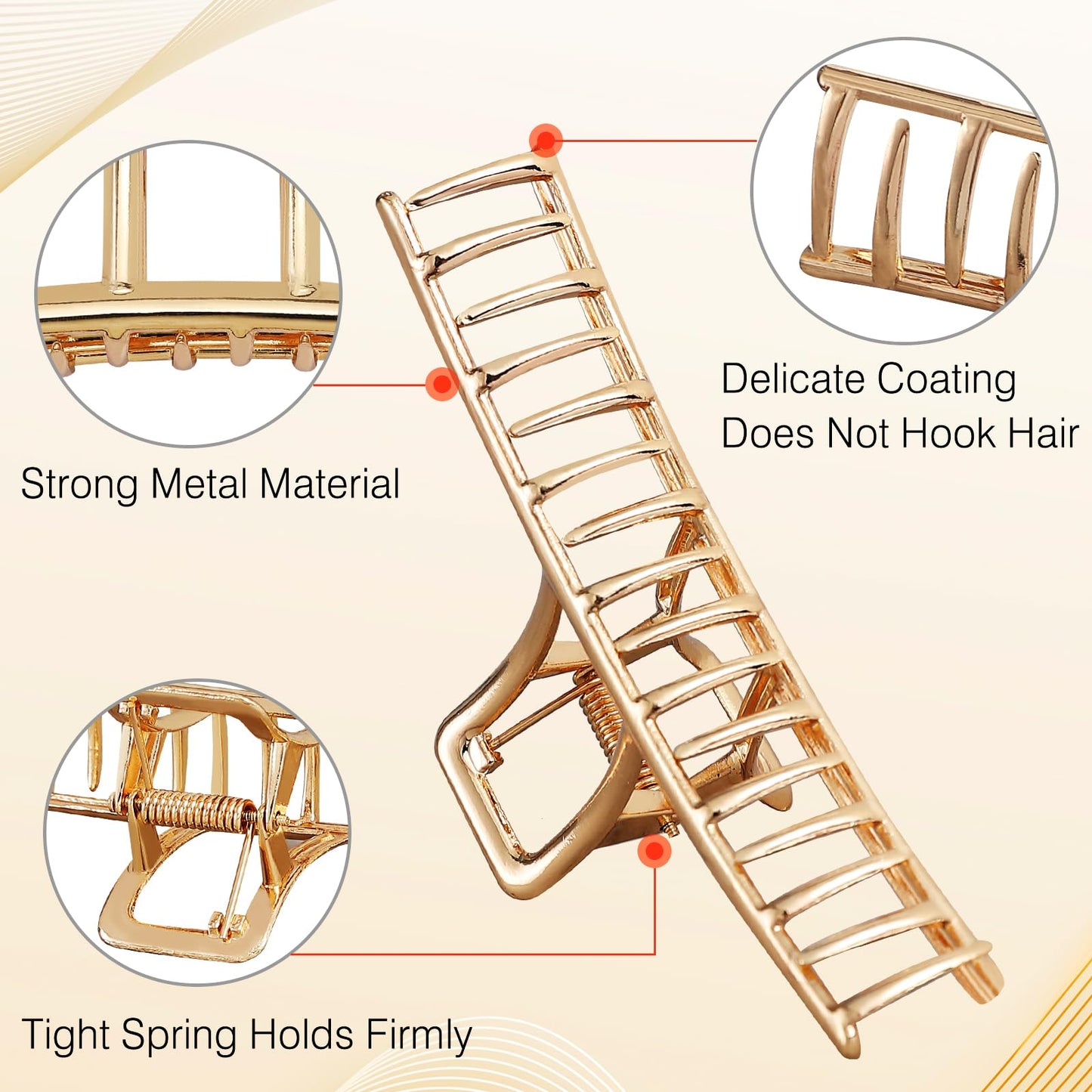 8 Pcs Hair Claw Clips, 5 Square Matte Clips and 3 Metal Non-Slip Strong Hold Claws for Women