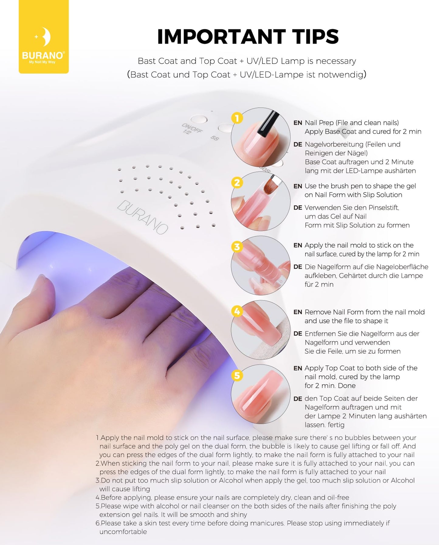 BURANO Poly Extension Gel Nail Kit, 6 Colors Nail Poly Nails Builder Gel Set for Beginner & Professional Using, Poly Nail Gel Kits DIY Starter Kit Nail Art Gift (06 Pink nude)