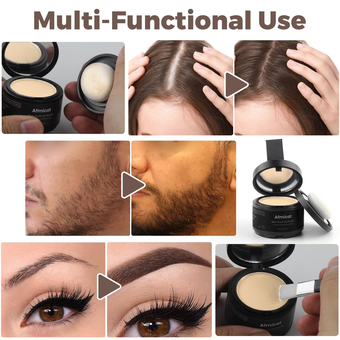 Afmicat Root Touch Up Powder, Hairline Powder for Thinning Hair, Instantly Cover Grey Hair, Root Cover Up for Women & Men, Bald Spots, Grooming, Beard Line (Light-Blonde, 0.14 Ounce (Pack of 1))