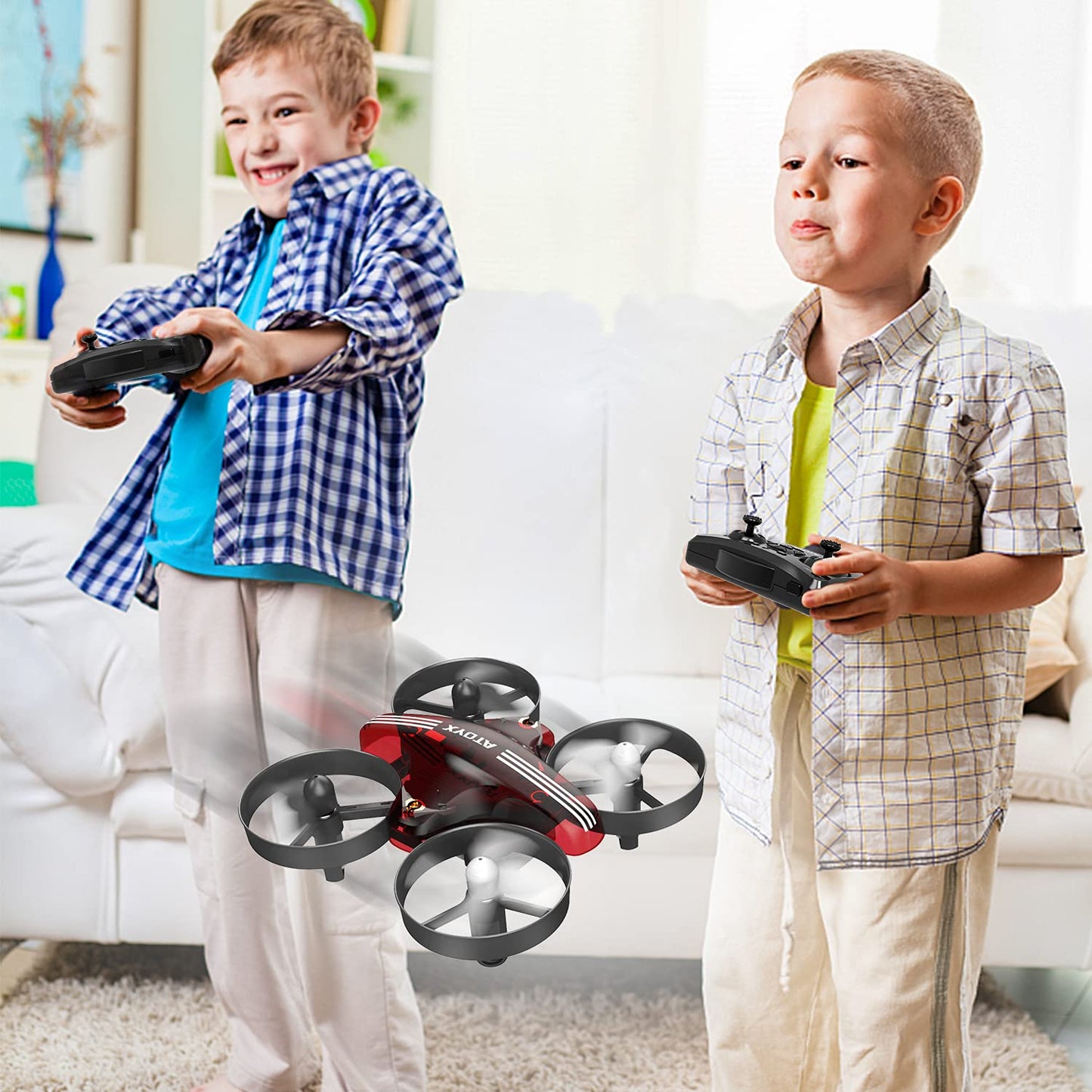 ATOYX Mini Drone for Kids & Beginners, Indoor Portable Hand Operated/RC Nano Helicopter Quadcopter with Auto Hovering, Headless Mode & Remote Control, Children's Day Gift for Boys and Girls -Red