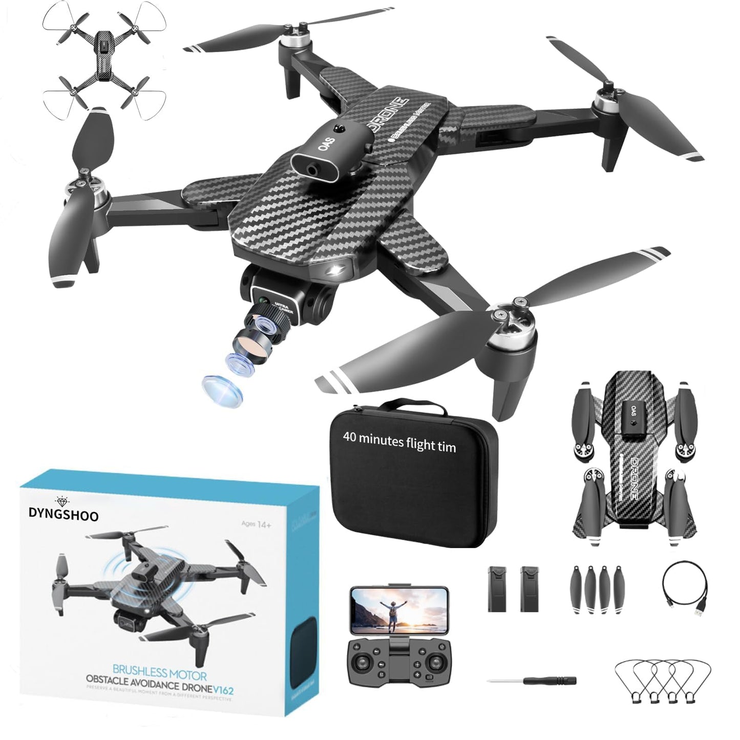 1080P HD FPV Foldable Drones with Brushless Motors, Wi-Fi RC Quadcopters featuring Height Adjustment, Six-axis Gyroscope, Gesture-controlled Photography, Video Recording, Headless Mode, Emergency Stop, Trajectory Flight, Gravity Sensing, and Automatic Pho