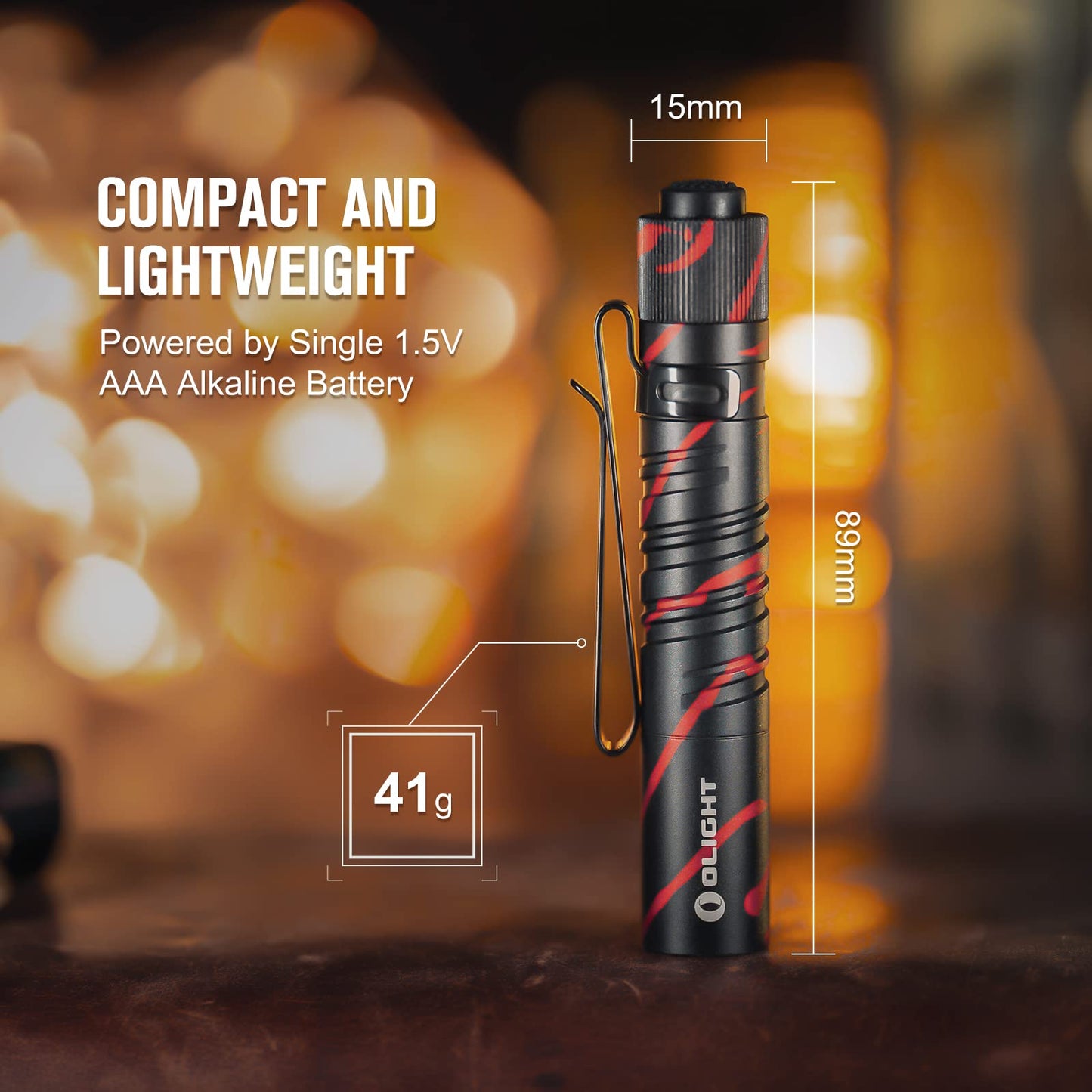 OLIGHT I3T EOS 180 Lumens Dual-Output Slim EDC Flashlight for Camping and Hiking, Tail Switch Flashlight with AAA Battery (Black Lava)