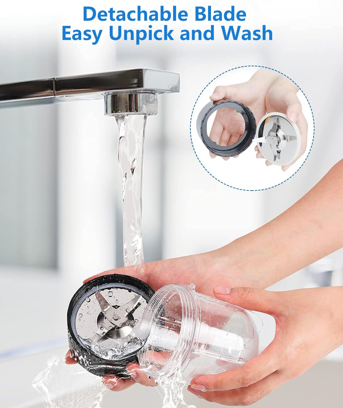 Amateys Personal Blender for Shakes and Smoothies,Professional Kitchenblender with Blending & Grinding Blades, Portable Coffee Grinder with 24/10 OZ Travel Bottles, Adjustable Speeds Juice Blender