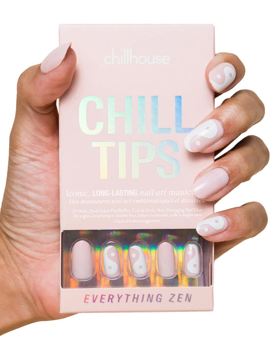 Chillhouse - Chill Tips, Press on Nails Kit - Everything Zen (Oval) - 24 Nail Shapes & Sizes - Up to 3 Weeks of Wear - Customizable Fit - Reusable - Latina Founded & Women Owned - Beauty & Self Care
