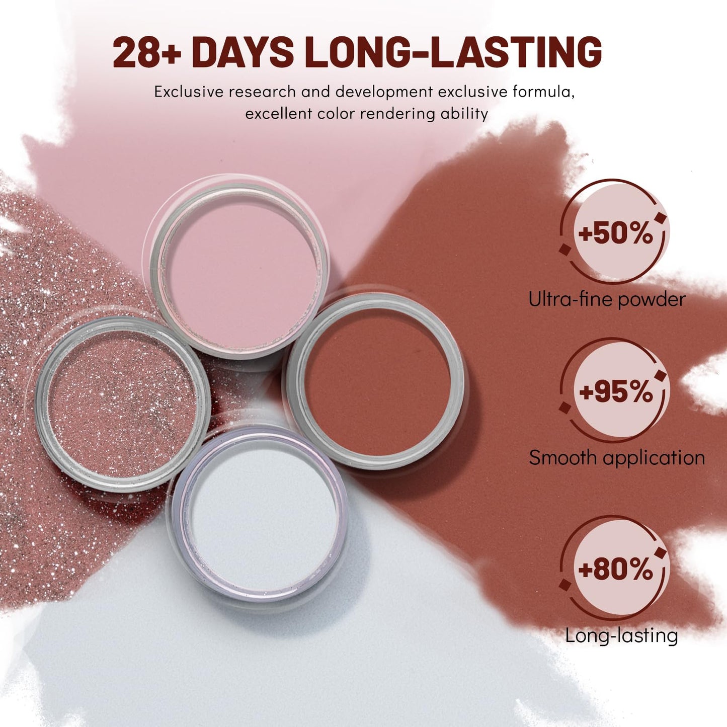 Aokitec Dip Powder Nail Kit Starter with Dip Build Powder, White Nude Pink Brown Giltter 8＋1 Colors Dipping Powder Liquid Set with Base/top Gel Activator for Nail Manicure Salon Gift