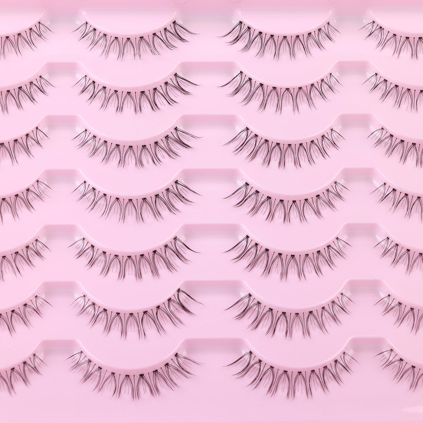 Kiromiro Lashes Natural Look Short False Eyelashes Wispy 100% Handmade Clear Band Lashes Cat Eye Natural False Lashes Korean Faux Mink Lashes Extensions Strip Eyelashes Pack 14 Pairs