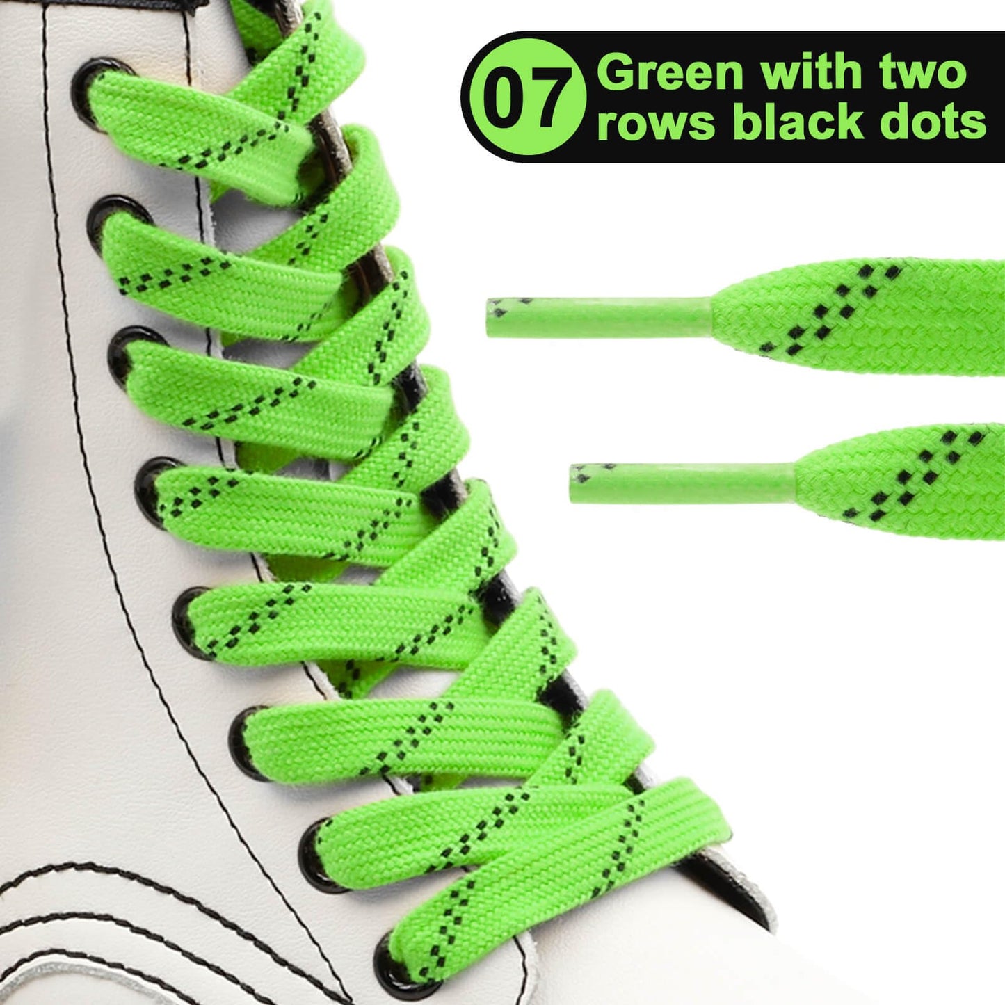 YJRVFINE Flat Roller Skates Laces: 2/5" Wide Green 79 Inch Roller Skate Shoelaces - 2 Pair