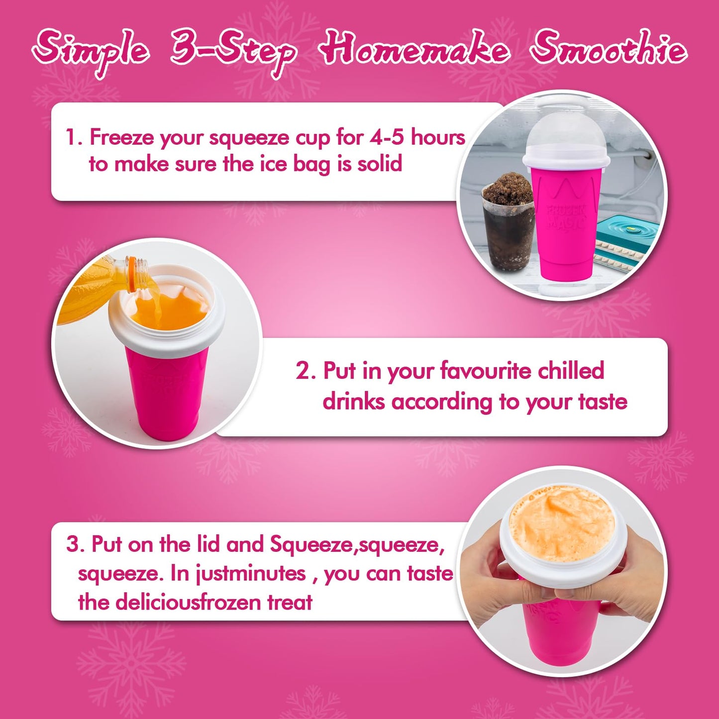 500ML Slushie Maker Cups, Magic Quick Frozen Smoothies Cup for Homemade Milk Shake Ice Cream Makers, Cooling Cups, Double Layer Squeeze Slushy Cup, Birthday Gifts for Boy, Girls,Friends,Family