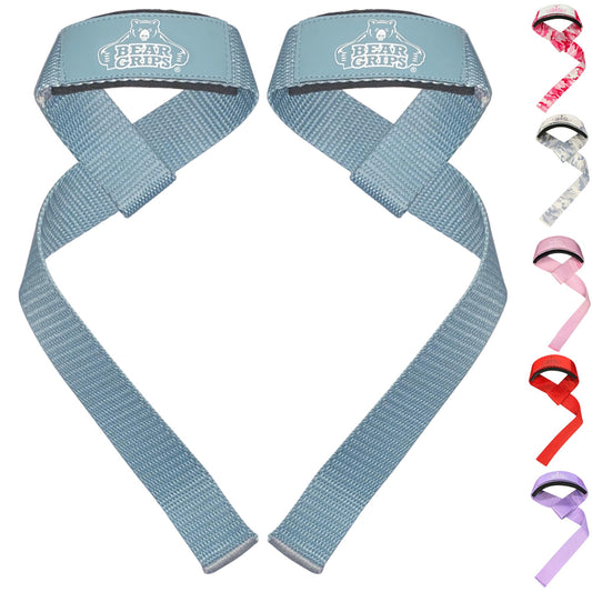 Bear Grips Lifting Straps Gym, Wrist Straps for Weightlifting, Gym Straps, Weightlifting Straps, Deadlift Straps, Weight Lifting Straps for Men, Weight Straps Lifting Women, 2 Lifting Strap Light Gray