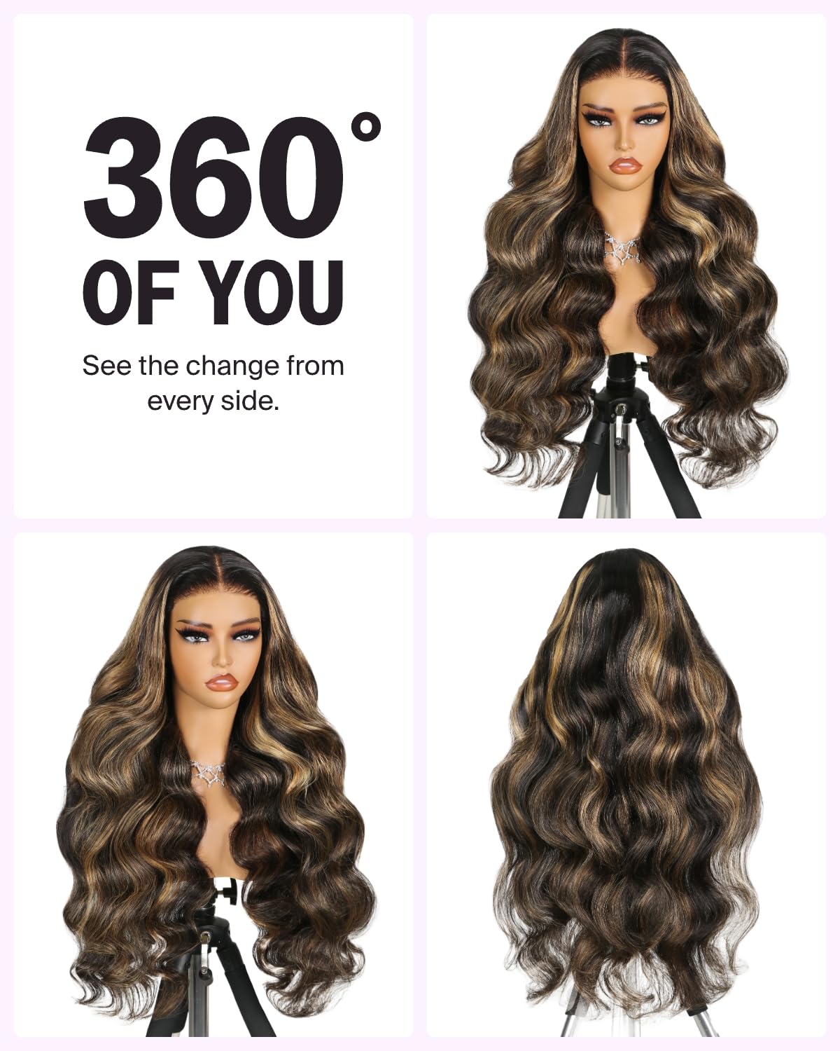 MEGALOOK Balayage Glueless Wig Human Hair Pre Plucked Pre Cut 6x5 Closure Wigs Human Hair Highlight Ombre Ready to Go Glueless Wigs Body Wave Wig Bleached Tiny Knots 1b/27 18 Inch