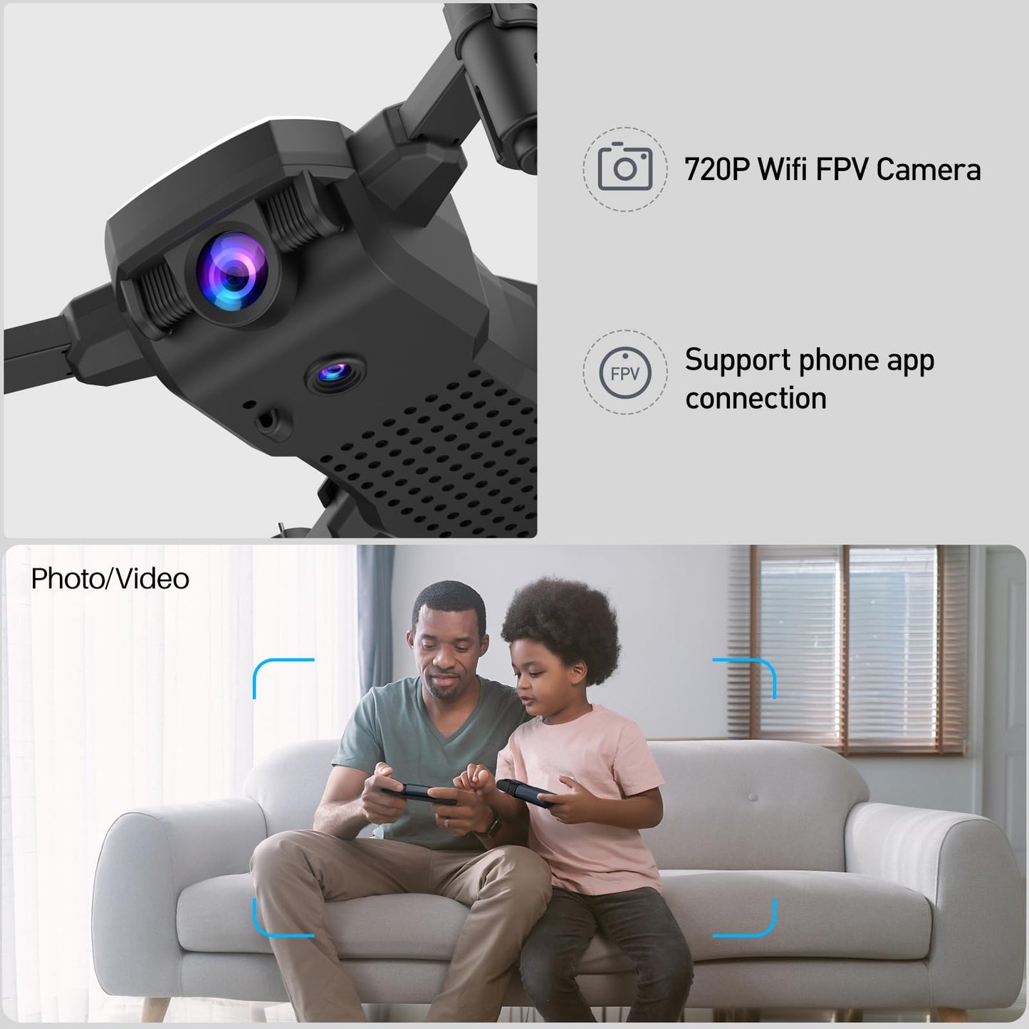 SIMREX X300C Mini Drone with Camera 720P HD FPV, RC Quadcopter Foldable, Altitude Hold, 3D Flip, Headless Mode, Gravity Control and 2 Batteries, Gifts for Kids, Adults, Beginner, Red