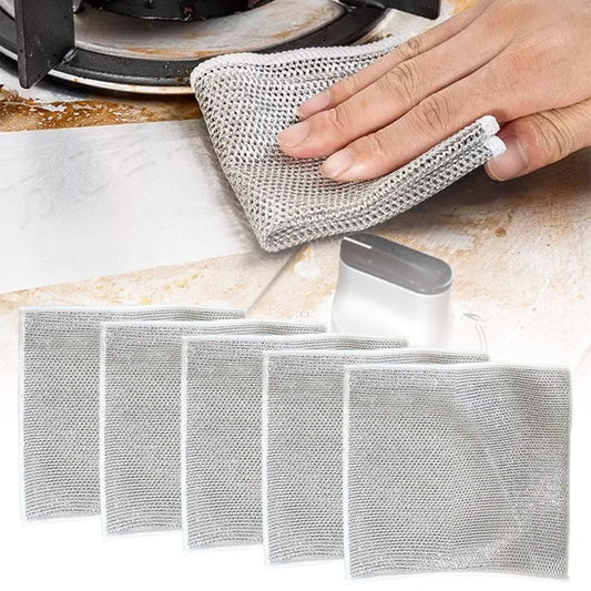 Pousbo Multipurpose Wire Dishwashing Rags for Wet and Dry, 2025 New Reusable Non Scratch Wire Dishcloth, Premium Scrubbing Wire Dishwashing Rags for Scrubs Dishes, Sinks Cleans (5)