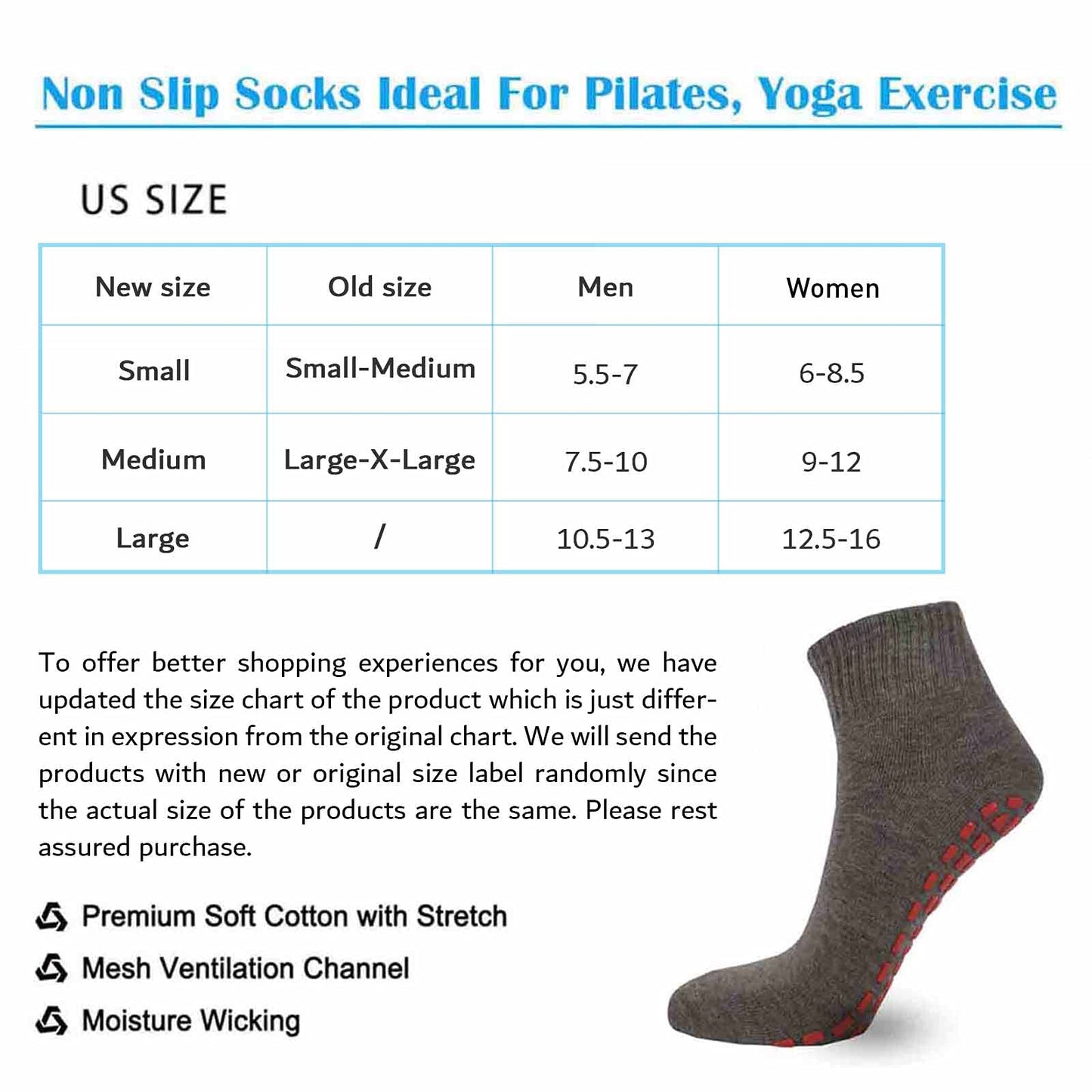 NOVAYARD 5 Pairs Non Slip Socks Non Skid Sticky Grippy Sock Yoga Pilates Hospital Socks Men Women(Brown,Medium)