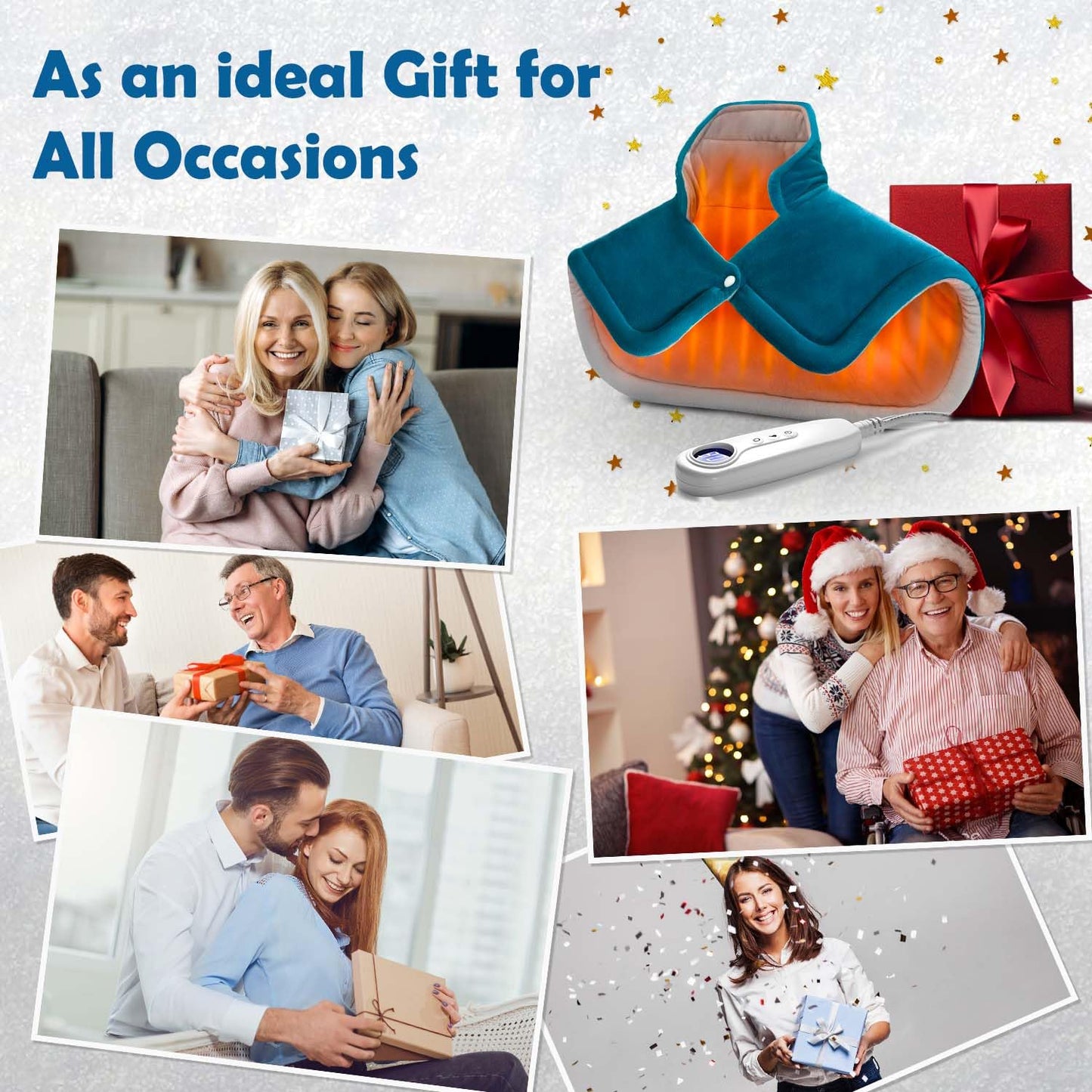 Heating Pad for Neck and Shoulder, 2lb Weighted Neck Heating Pad for Pain Relief, Fathers Day Birthday Christmas Gifts for Dad Men Women Mom, Dad Husband Gifts, 6 Heat Settings Auto-Off Home Office