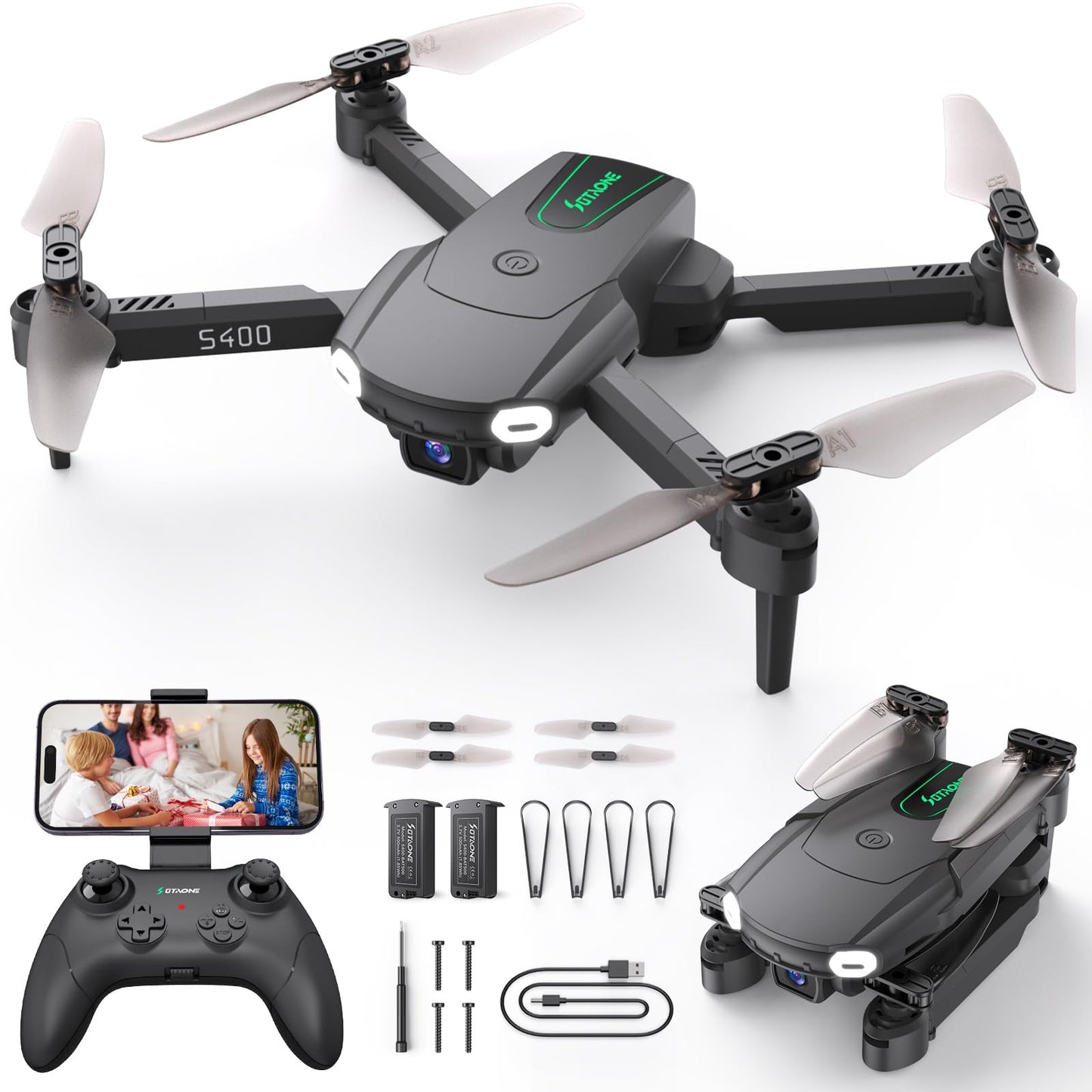 Mini Drones for Kids with Camera - 1080P HD Foldable Remote Control Helicopter Toys Gifts for Boys Girls Beginners, FPV RC Quadcopter with Altitude Hold, 3D Flips, Gesture Selfie, 3 Speed, 2 Batteries