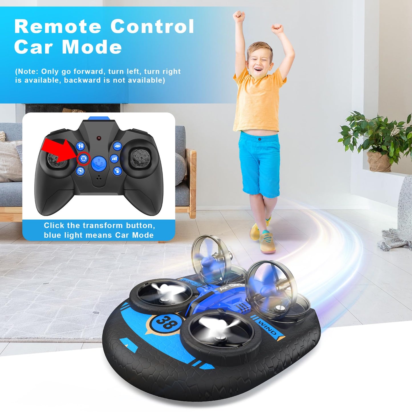 Oddire Mini Drone for Adults, Drones & Cars 2 in 1 Toy with One Key Take Off-Landing, Altitude Hold, Headless Mode, 360° flip, Car Mode, 2 Batteries,