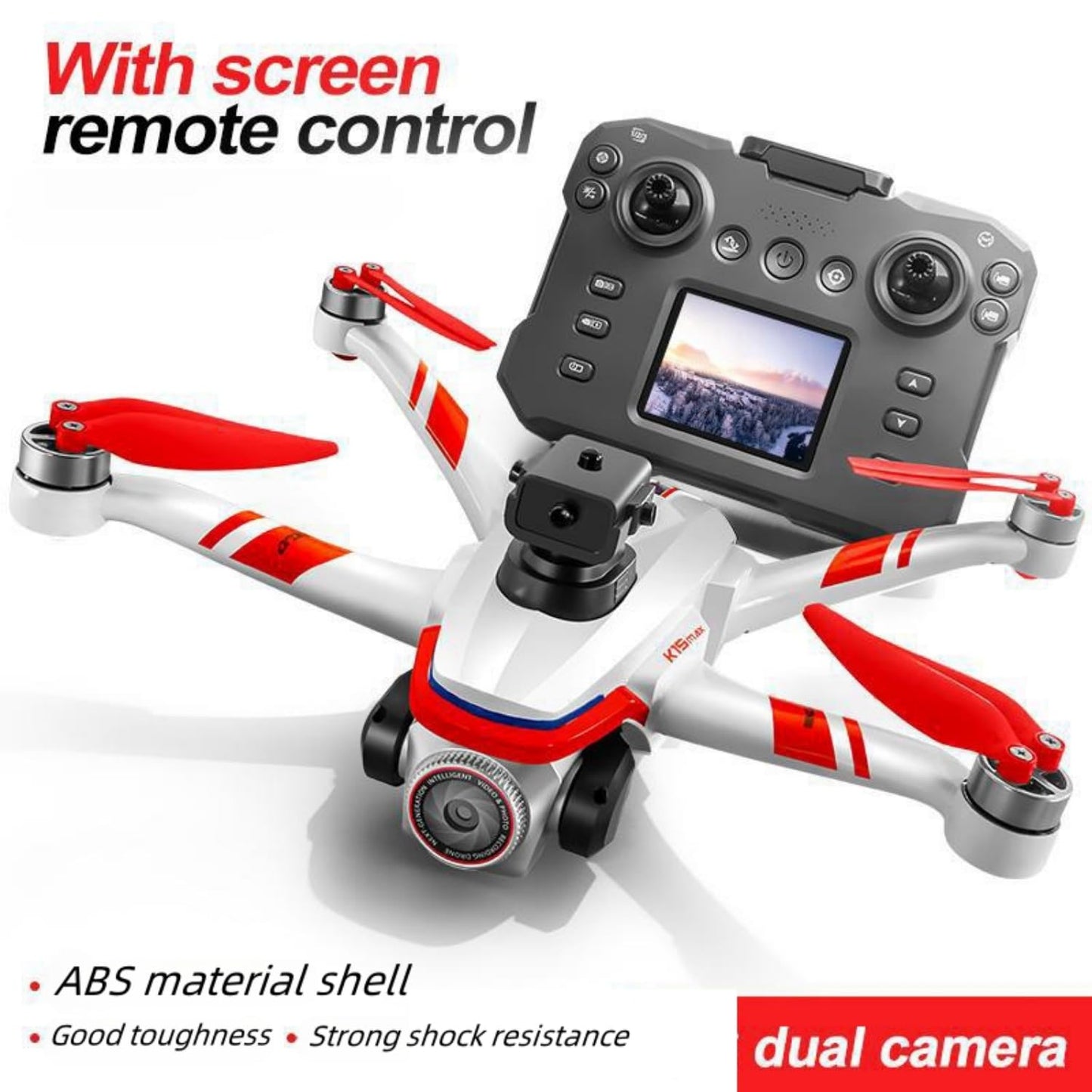 RC Drone With Screen Display Remote Control, Dual Camera, Optical Flow Hover, LED Lights, Speed Adjustment, Gravity Sensor, Brushless Motor, Trajectory Flight, 360 Degree Flip, APP Control, Headless Mode, One-Key Takeoff/Landing, Obstacle Avoidance, Impac