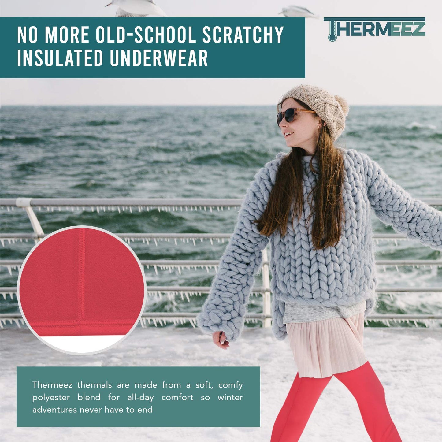 Thermal Underwear for Women (Thermal Long Johns) Sleeve Shirt & Pants Set, Base Layer w/Leggings Bottoms Ski/Extreme Cold White L