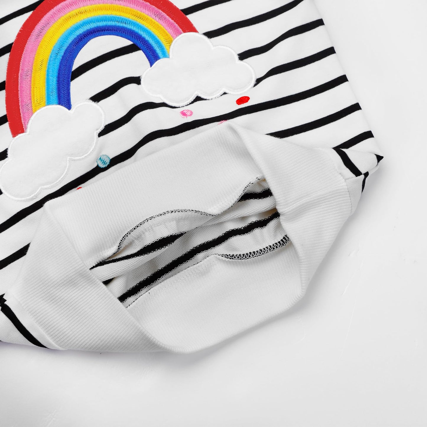 NUBEEHOHO Toddler Girls Sweatshirt Rainbow Stripe Long Sleeve Shirt Baby Cotton Crewneck Pullover Sweater Kids Fall Winter Clothes White 5T/8391