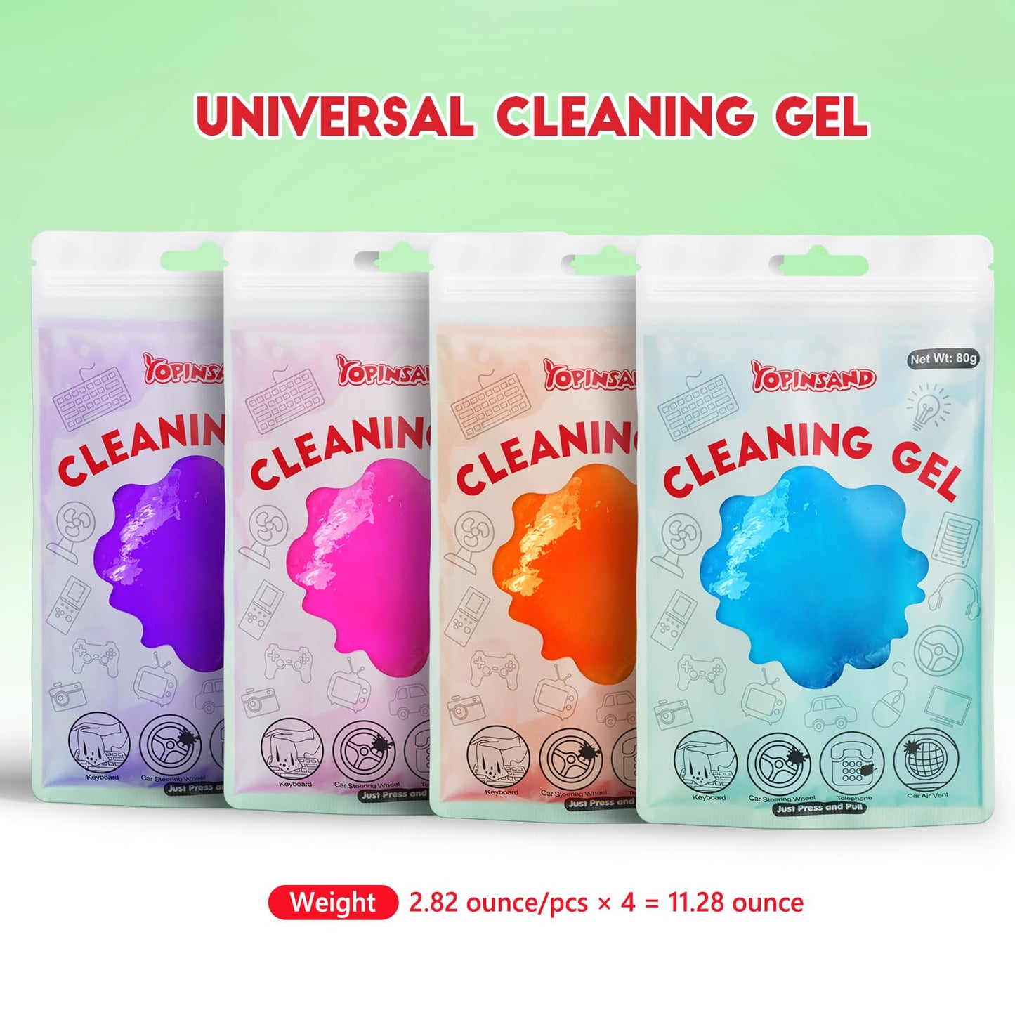 YOPINSAND Car Cleaning Gel, 4 Pack Car Cleaning Putty, Universal Auto Deatiling Tools, Reusable Interior Cleaner for Car Keyboard Air Vent, Car Slime Cleaner Dust Cleaning Gel